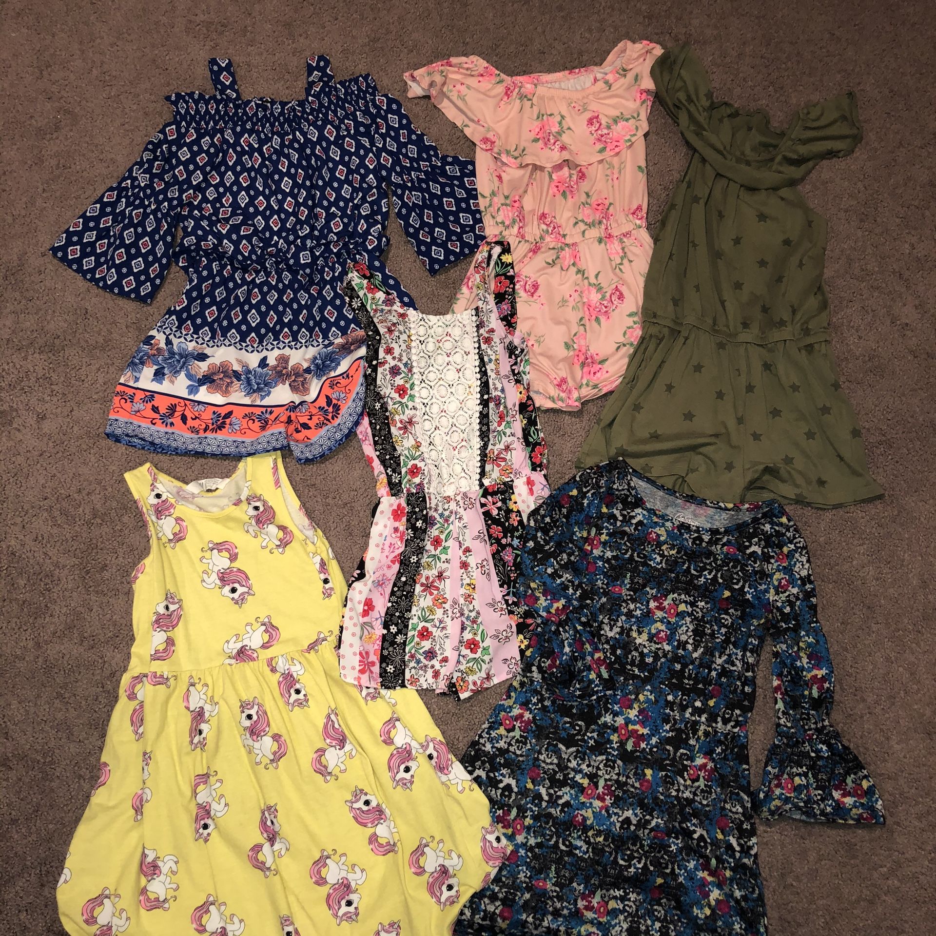 Girls bundle rompers and dresses Size M 7/8