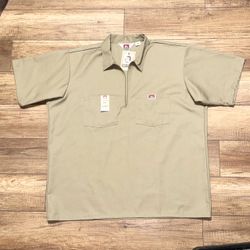 Ben Davis 1/4 Zip Khaki Oversized Baggy Skater Workwear Vintage Shirt Mens 2XL