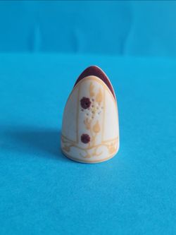 Thimble Bisque Pope's Cap-Zucchetto Porcelain by Nuttall Hand Painted Catholic.
