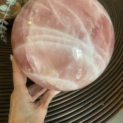 Large 7.5” 21 lb Rose Quartz Crystal Sphere – Exceptional Color & Clarity – Statement Piece
