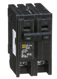 SQUARE D Mini circuit breaker, Homeline, 100A, 2 pole, 120/240VAC, 10kA AIR, standard type, plug in, UL
