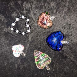 Hand Blown Glass Heart Pendants