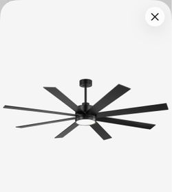 72” Breezary 8-Blade Ceiling Fan with LED Light & Remote – Black