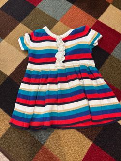 Janie and Jack Baby Girl Striped  Ruffle Dress – 6–12M