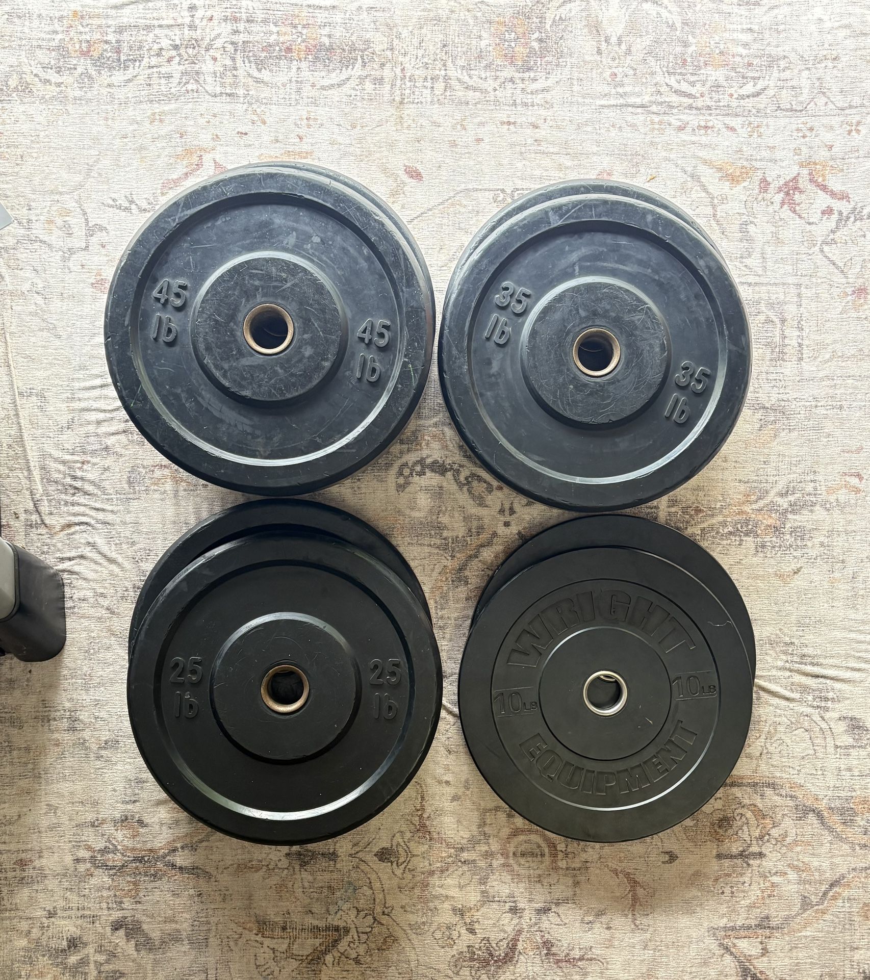230lb Bumper plate weight set (2x 45,35,25,10)