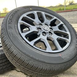 WE  CAN INSTALL FOR $150 20” NEW 2025 Toyota Tundra Charcoal Wheels Limited Yokohama 265/60/20 100% sequoia rims