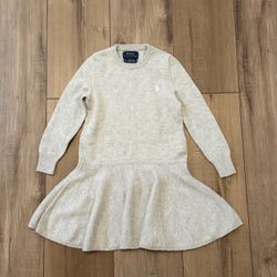 Polo Ralph lauren gray 100% wool gray long sleeve dress