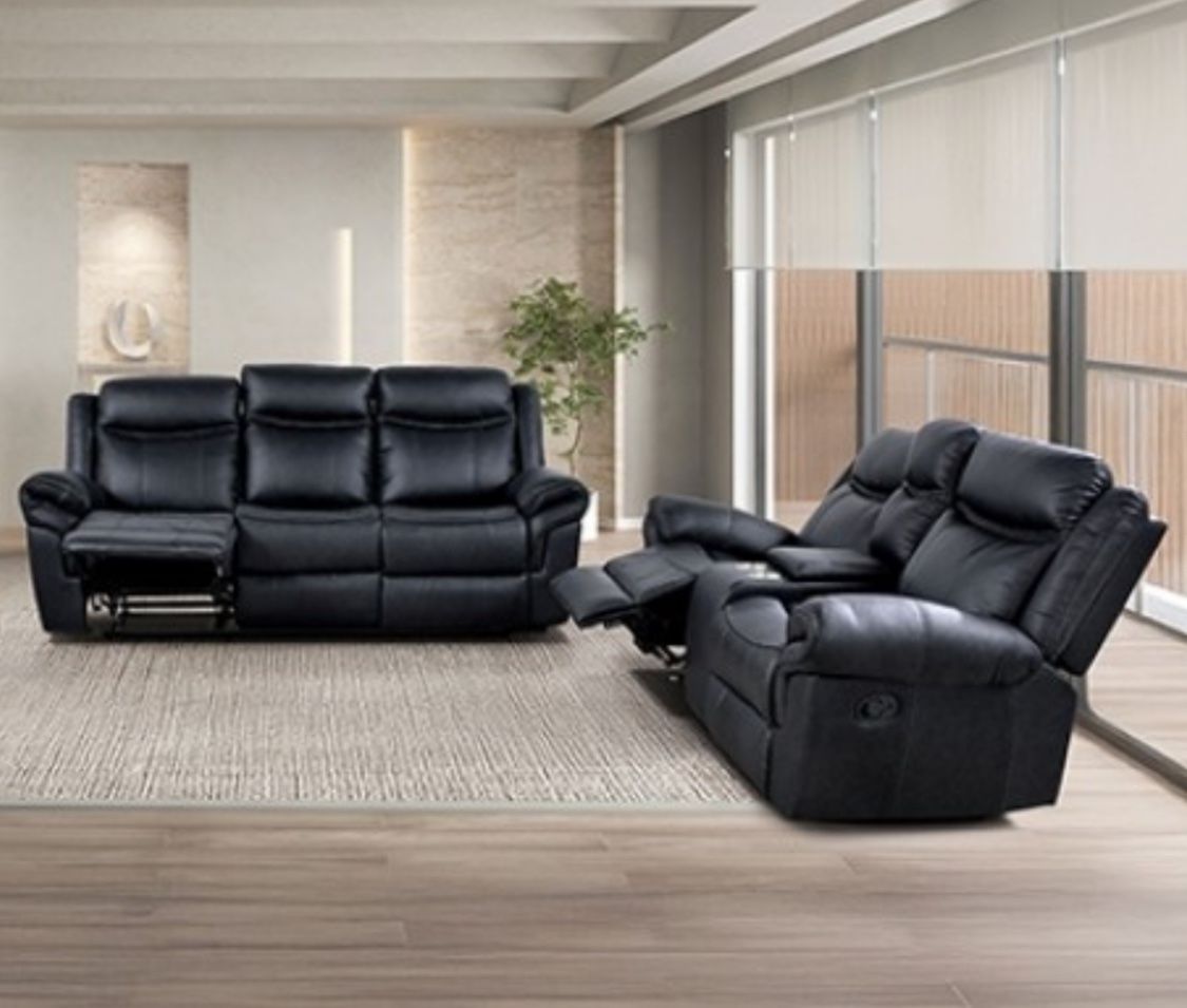 Recliner Set Of 2pc, Loveseat Sofa + 3-Seater Couch