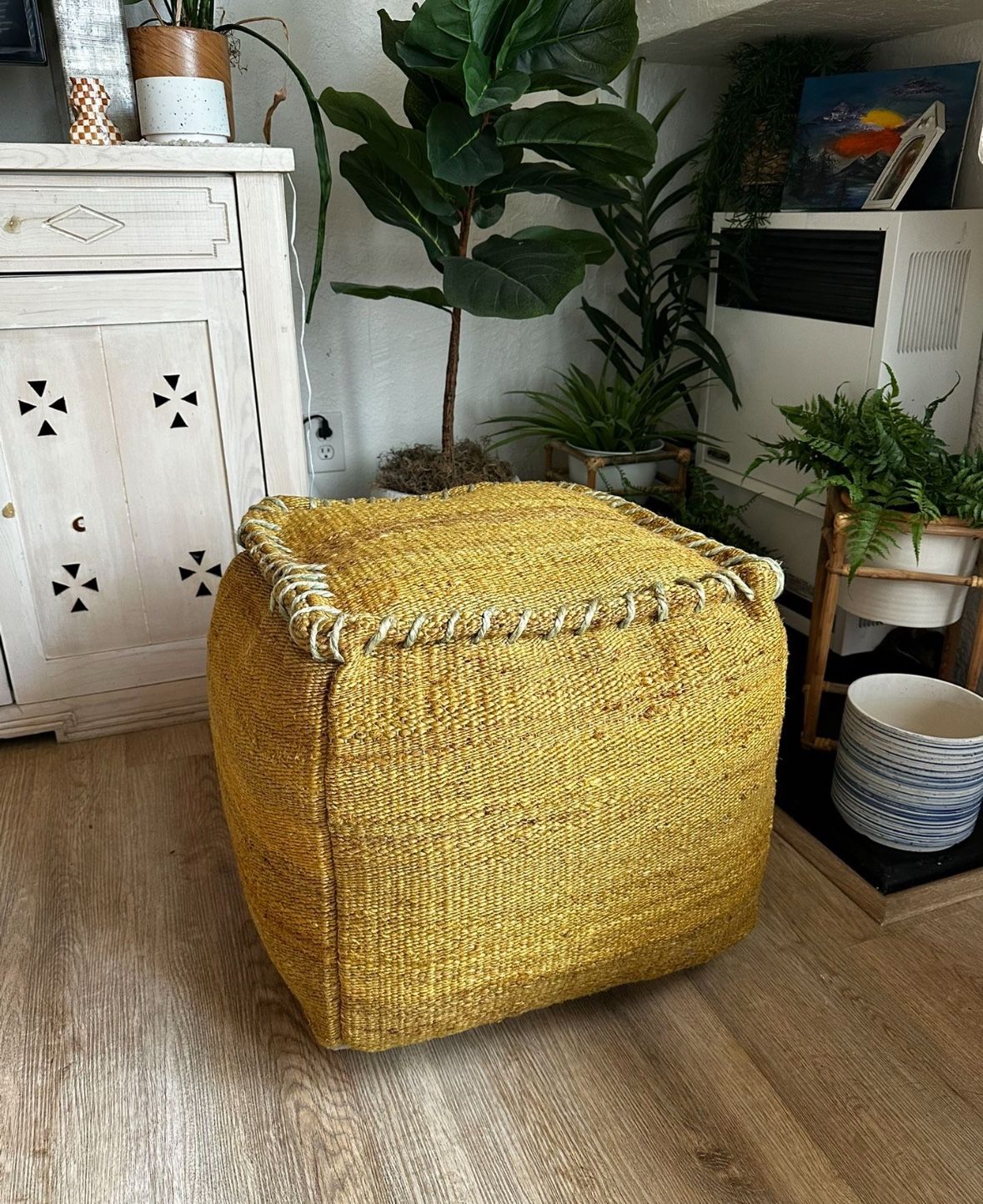 Mustard Surya West Elm Pouf