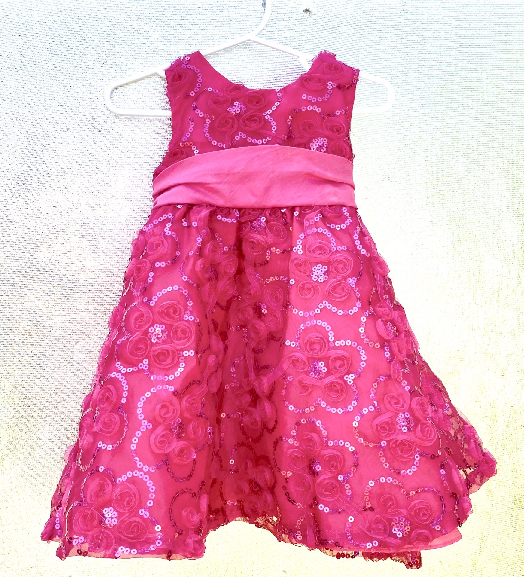 Gorgeous Pink Fancy Dress with Flowers and Sequins