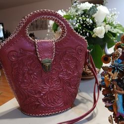 Bolso De Piel Roja