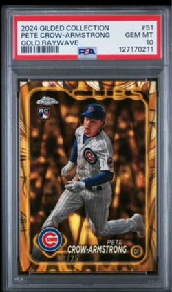 2024 Topps Gilded Pete Crow Armstrong Gold Wave Refractor /25 PSA 10