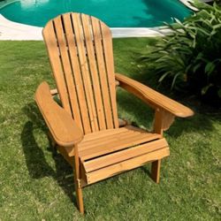 Folding Adirondack Chair Half Assembled Lounge Chair Outdoor Wooden Patio Chair for Lawn Garden Backyard Deck Fire pit Pool Beach 350lb Weight Capacit