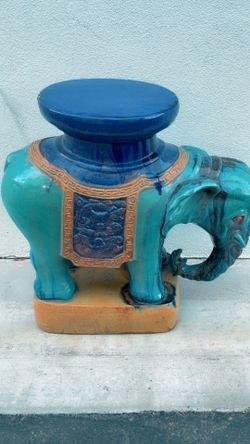 Large Italian Terracotta Hollywood Regency Elephant Plant Stand / Side Table