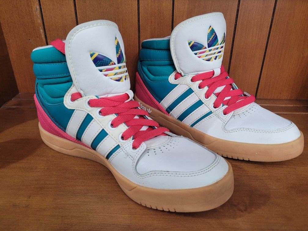 Adidas Men’s Retro Adidas Sneakers EVM Size 8 Teal & Pink
