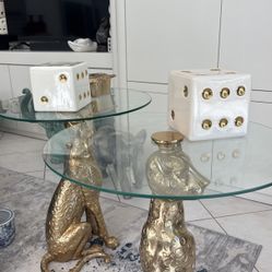 2 Dice Statues. 1 Pair. 6” Square. Gold & White. Or 1 Die Statue $25. Z Gallerie Look. Great in Casino Game Room. For BONKO Player, Gambler, Etc.