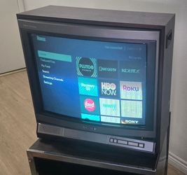 vintage Sony Trinitron Color TV CRT television KV-2091R 20" woodgrain