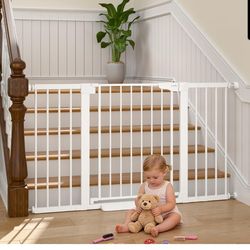 Baby Gate Extra Wide 30-54 Inch Walk Through Safety Gate for Stairs Doorways