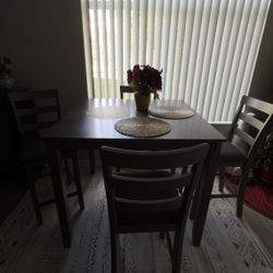 5 Piece Dining Room Set, Includes Table & 4 Ladderback Barstools