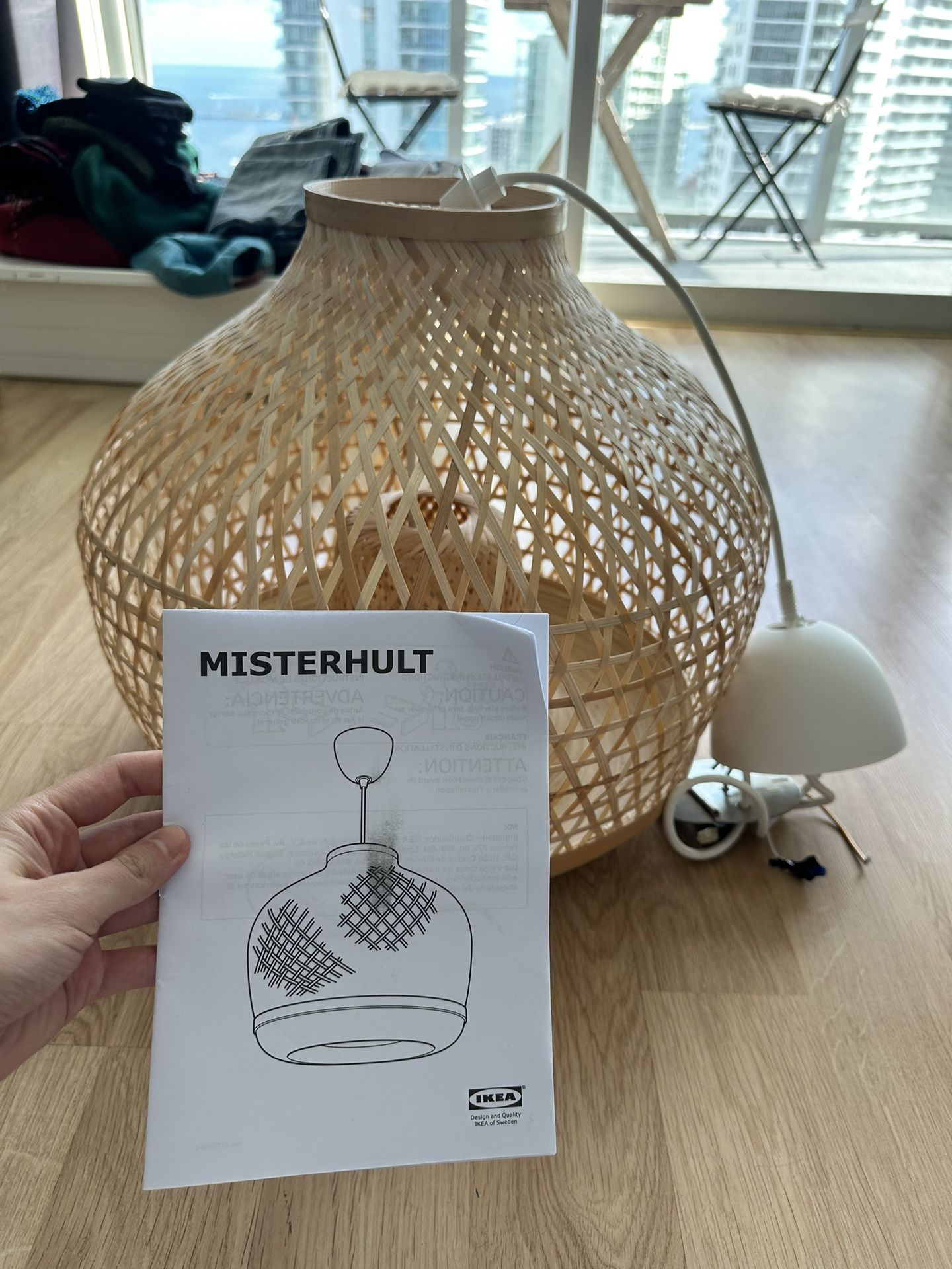 Ikea Misterhult Pendant Lamp, Bamboo 18”