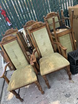 Six vintage chairs solid wood