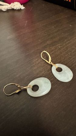 Natural Jade & 14K Gold Earrings