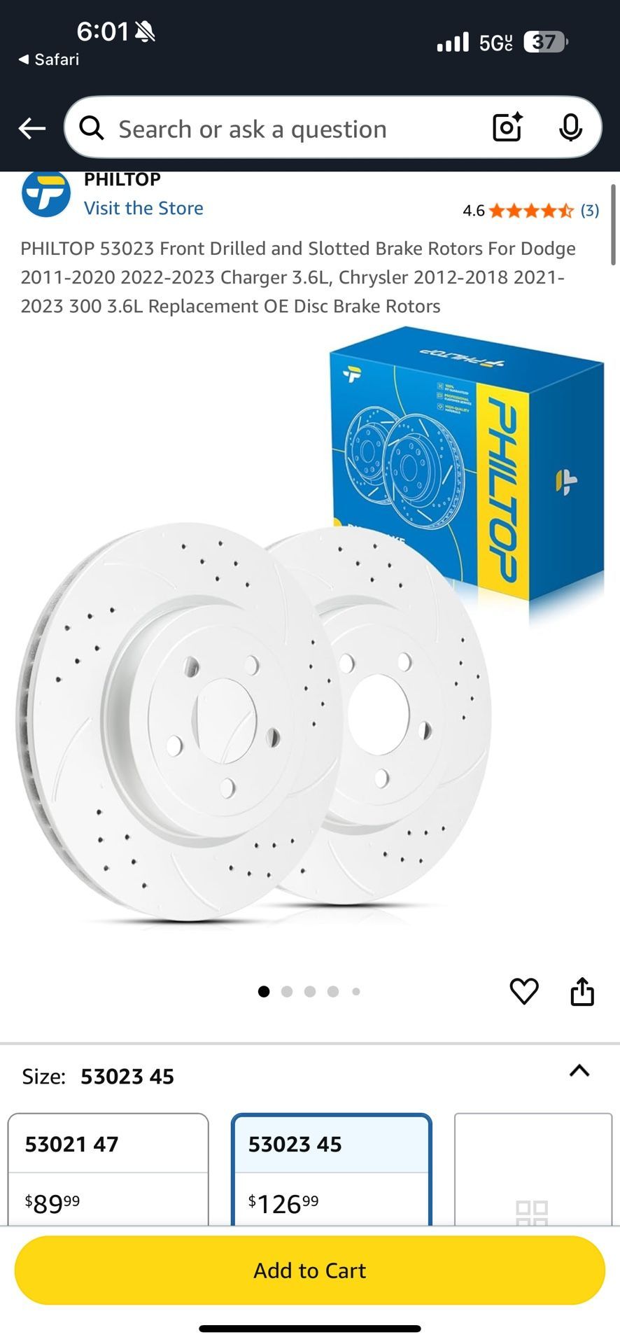 Drilled And Slotted Rotors Front And Back for Dodge Charger And Chrysler (the Picture Seen From Google Is Based Off Of The Part Number )