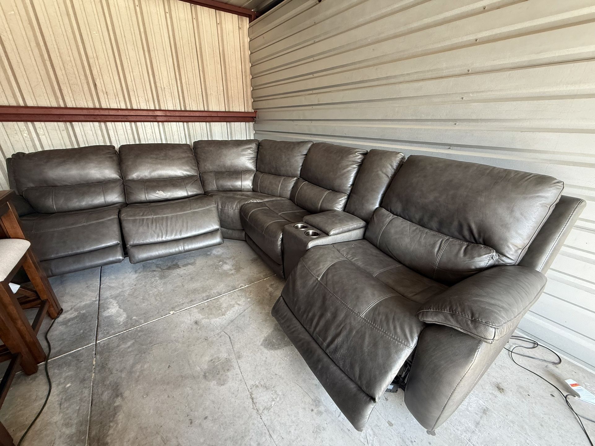 MUST TO GO | USED COSTCO WILDER LEATHER POWER RECLINING SECTIONAL SOFA GRAY