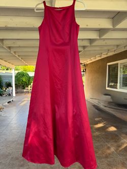 Betsy & Adam Red Satin A Line Evening Gown Formal Dress Prom Wedding Vintage 8 10 M