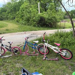 3 Girl Bikes & 3 Girl Scooters 