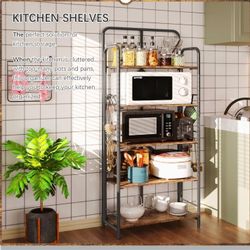 NEW 5 Tier Vintage Industrial Book Shelf,Metal Foldable Storage Bookcase and Bookshelves