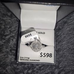 10K White Gold 3/4 CTTW Diamond Bridal Ring