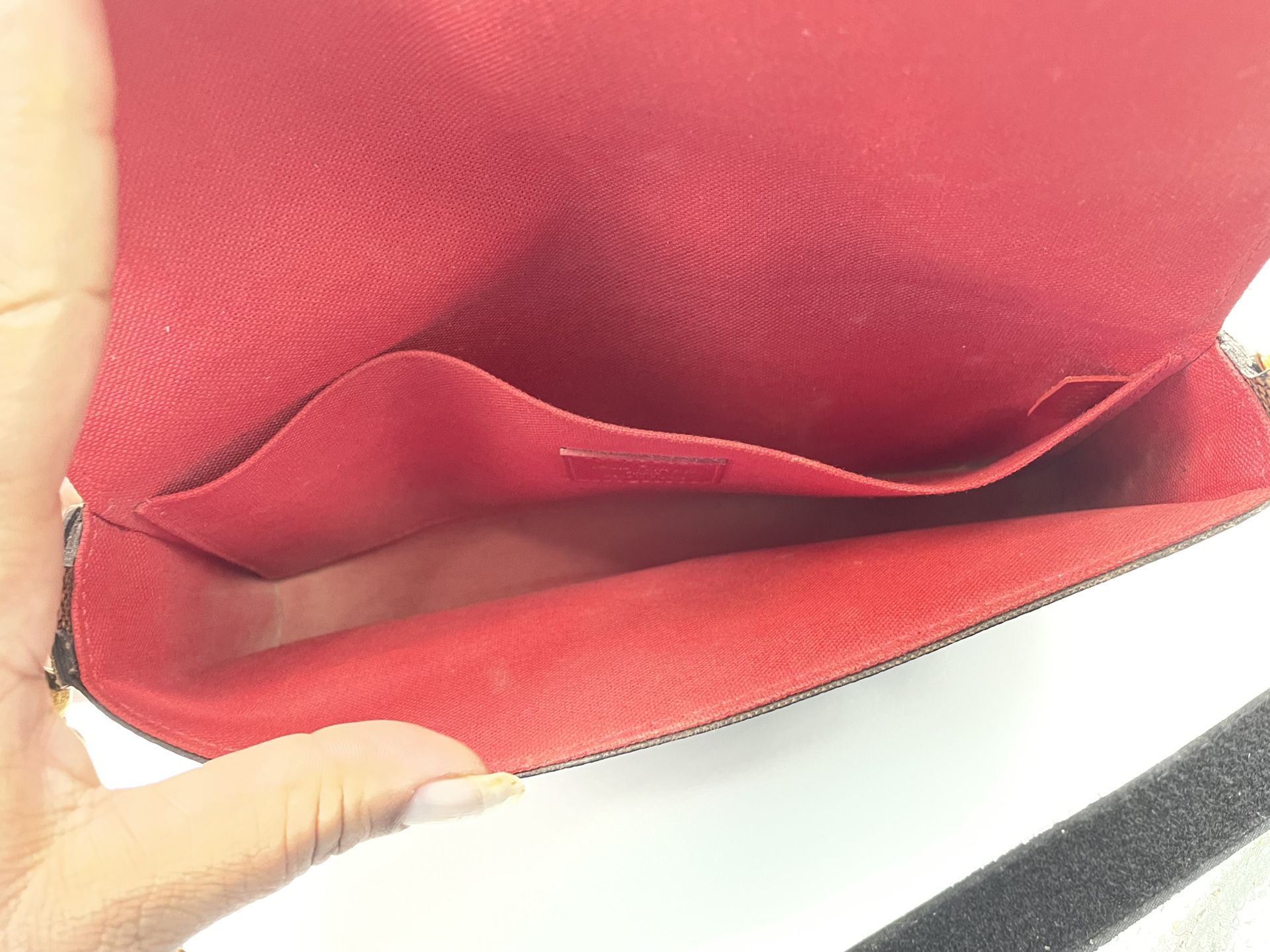 LOUIS VUITTON Monogram Pochette Felicie Chain Wallet Red