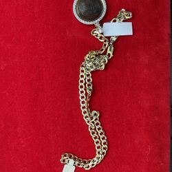 10kt Real Gold Chain With Diamond Cuts And Picture Frame Charm With Diamonds