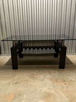 Black Glass And Metal Coffee Table 