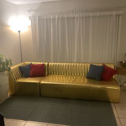 Faux Leather Couch (Gold)