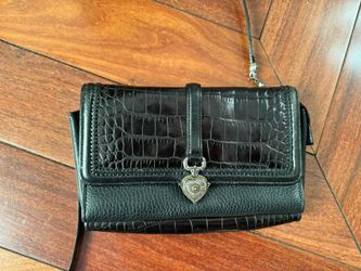 Brighton Leather Crossbody Purse Bag Black