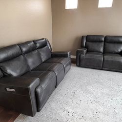 Leather Power Recliner Sofa Set