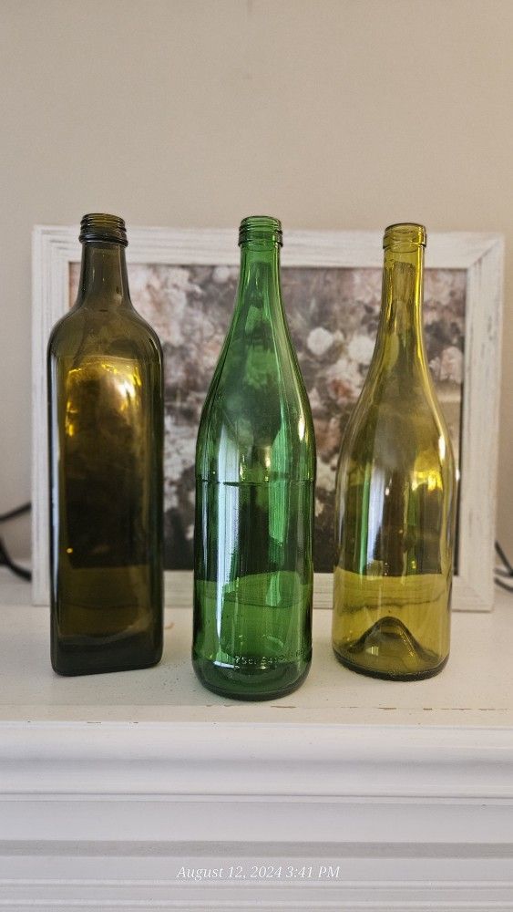 Shades Of Green Glass Bottles For Decor