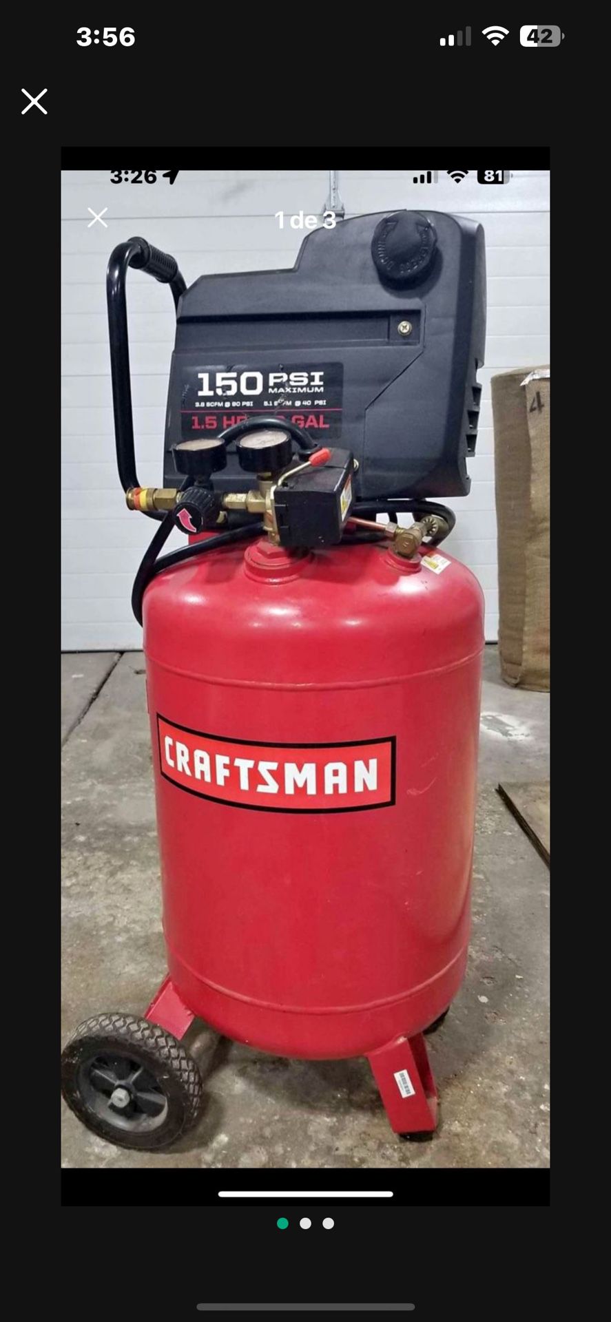 Craftsman Compressor 20 Gallons Oil Free 