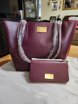 Genuine Leather Tote & Wallet Set