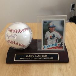 Gary Carter Signed Ball, Card, And Plaque