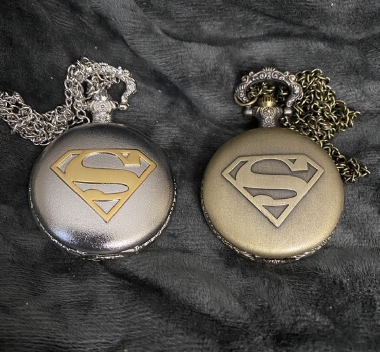 Silver Or Bronze Vintage Superman Pocket Watch! New Battery!