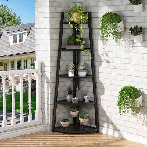 New 70" Tall Corner Ladder, Black