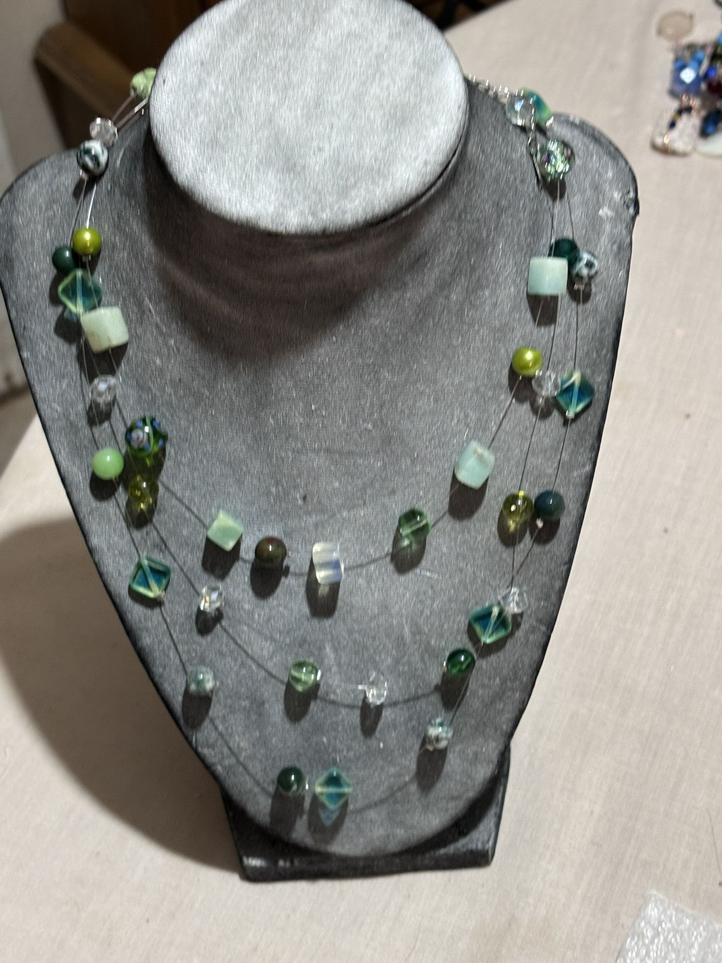 20” Multi Strand Glass Beads Green Beautiful 