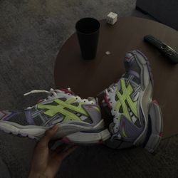 grey light purple neon yellow balenciagas