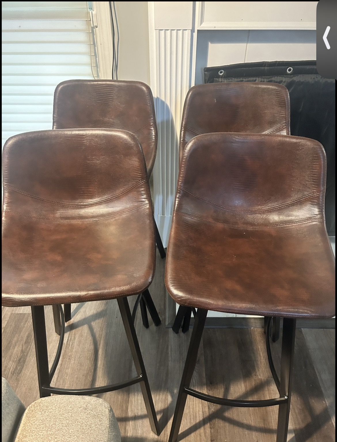 Set of 4 Leather-Like Bar Stools – Perfect for Kitchen or Bar!