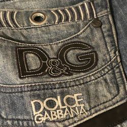 Authentic Dolce & Gabbana Men’s Denim & Leather Jeans 34x34 Missing Top Button AS IS