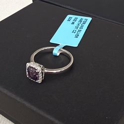 Size 8 SOLID 925 silver purple amethyst CZ