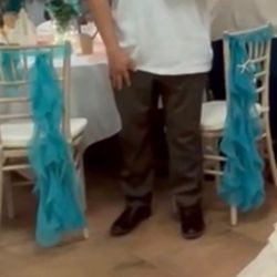 Teal Chair Ties, Blush Table Runners, Centerpieces